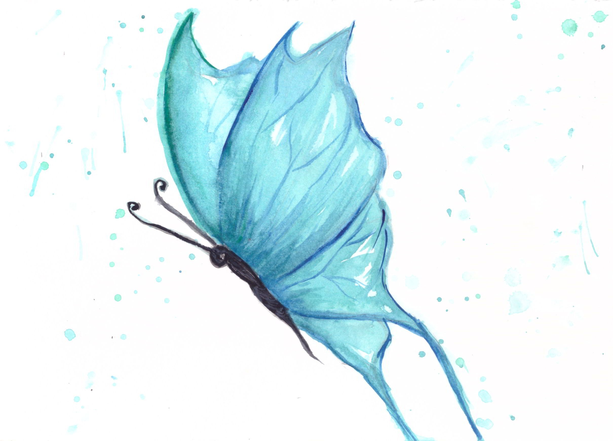 Acuarela - Mariposa Azul