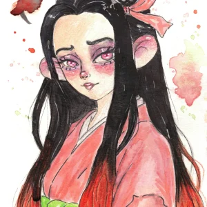 Nezuko - ilustración acuarela